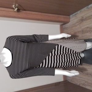NEW! Spenser Jeremy dress, medium. Black/tan/striped. Viscose/spandex. Easy fit!